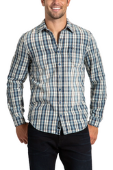 Button Down Woven Shirt in Trucker Blue
