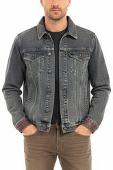 Vintage Denim Jacket with contrast color details- Ithaca