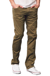 SLIM SATEEN TWILL PANTS IN BURNT OLIVE