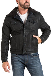 Black Denim Jacket with Sherpa Lining
