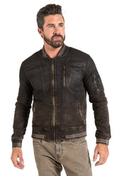 Bomber Jacket in Brown Coated