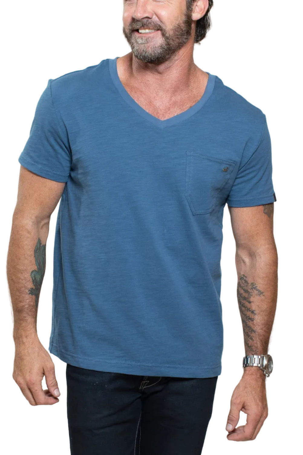 KNITTED SHORT SLEEVES T-SHIRT IN BLUE