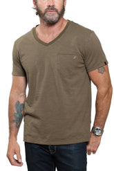 KNITTED SHORT SLEEVES T-SHIRT IN MILITARY GREEN