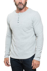 KNITTED HENLEY T-SHIRT IN HEATHER