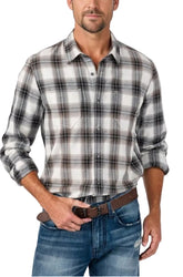 Button Down Woven Shirt in Grey/White Plaid