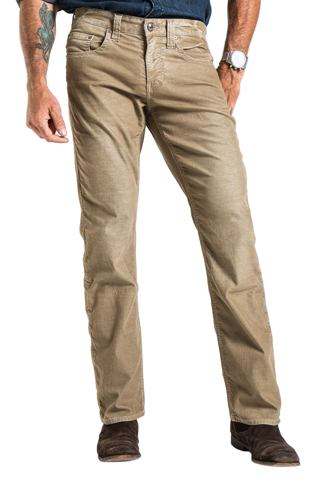 Corduroy jeans rustic man close up front view