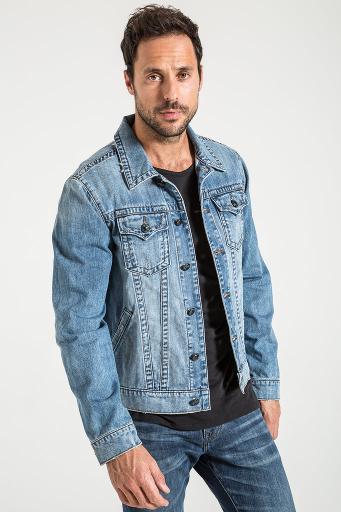【BOK PLACE】Non-dyeing color stitch denim jacket Embroidered Denim Jacket