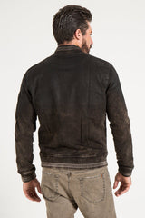 BOMBER JACKET IN COATED BROWN