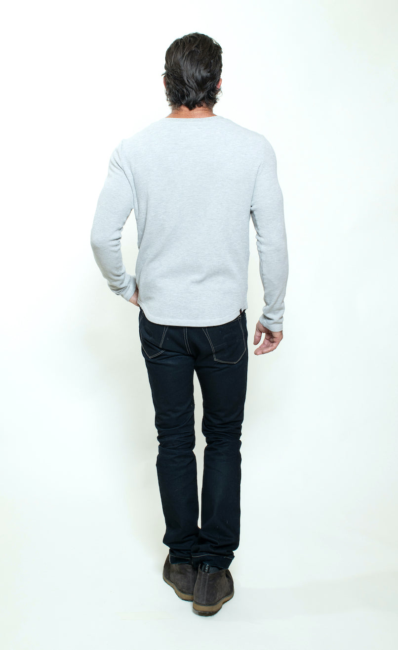 KNITTED HENLEY T-SHIRT IN HEATHER