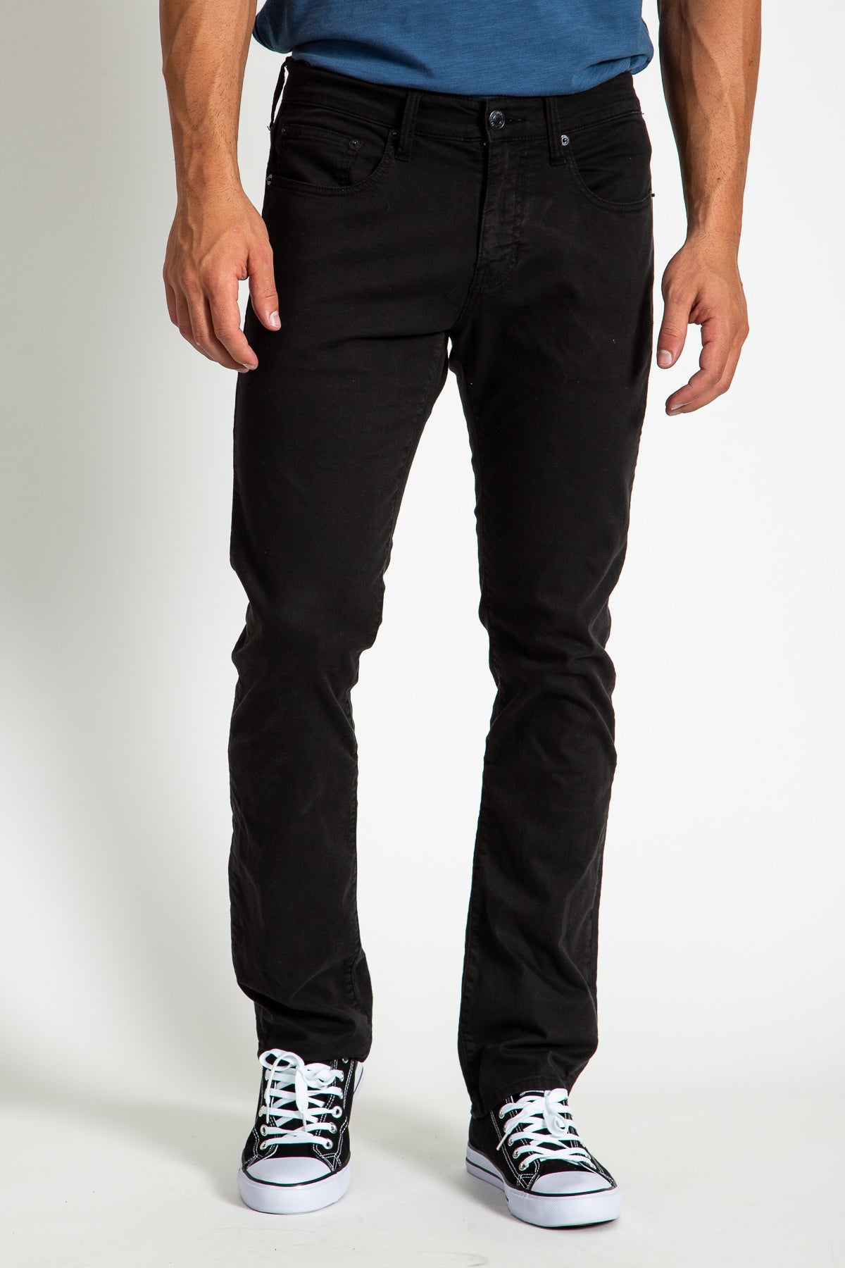 SLIM TWILL PANTS IN JET BLACK – Stitch's Jeans