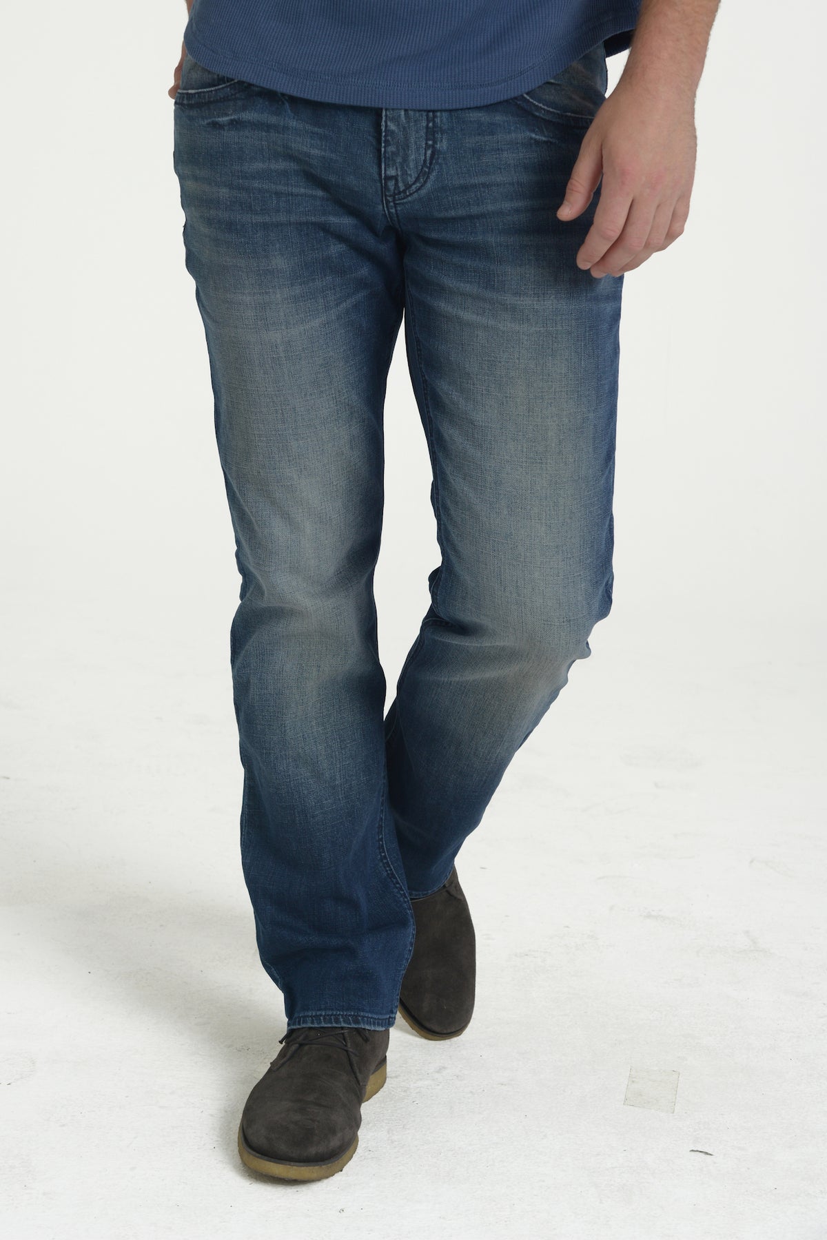 TEXAS STRAIGHT DENIM PANTS IN WASTED BLUES