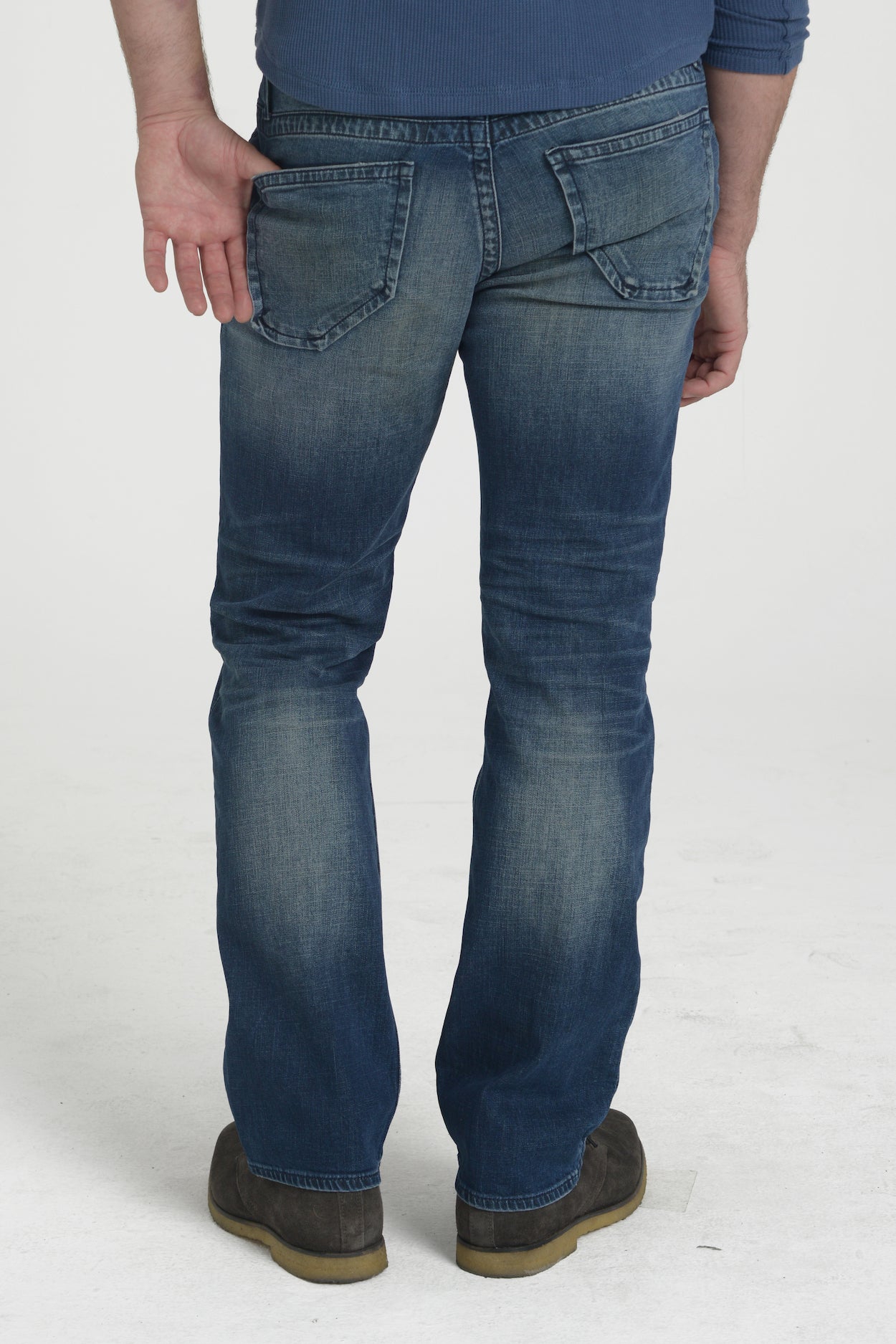 TEXAS STRAIGHT DENIM PANTS IN WASTED BLUES